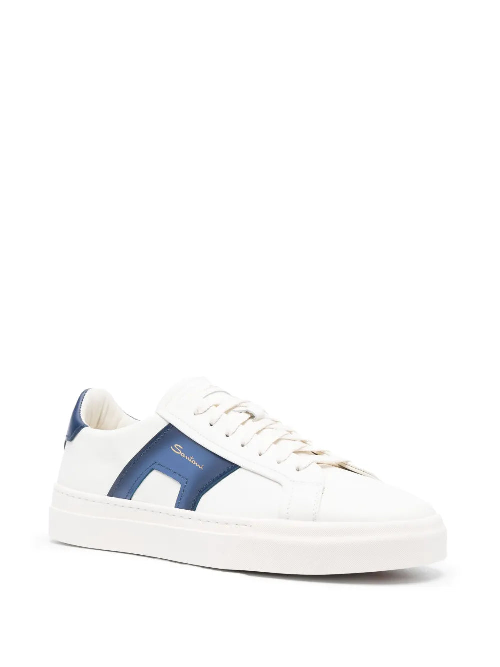 Santoni Double Buckle Low-Top Leather Sneakers