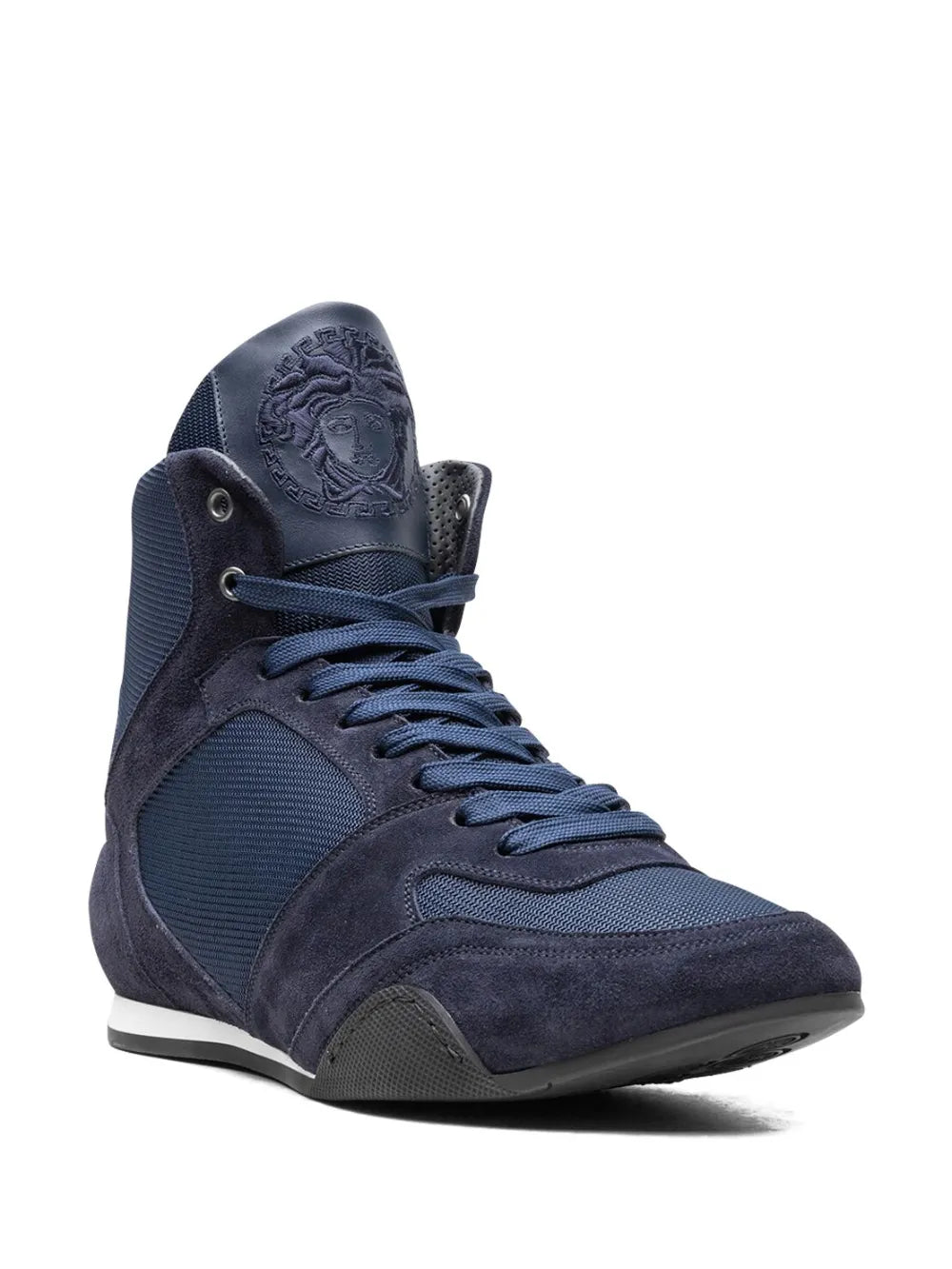 Versace High Top Greek Key Navy Sneakers