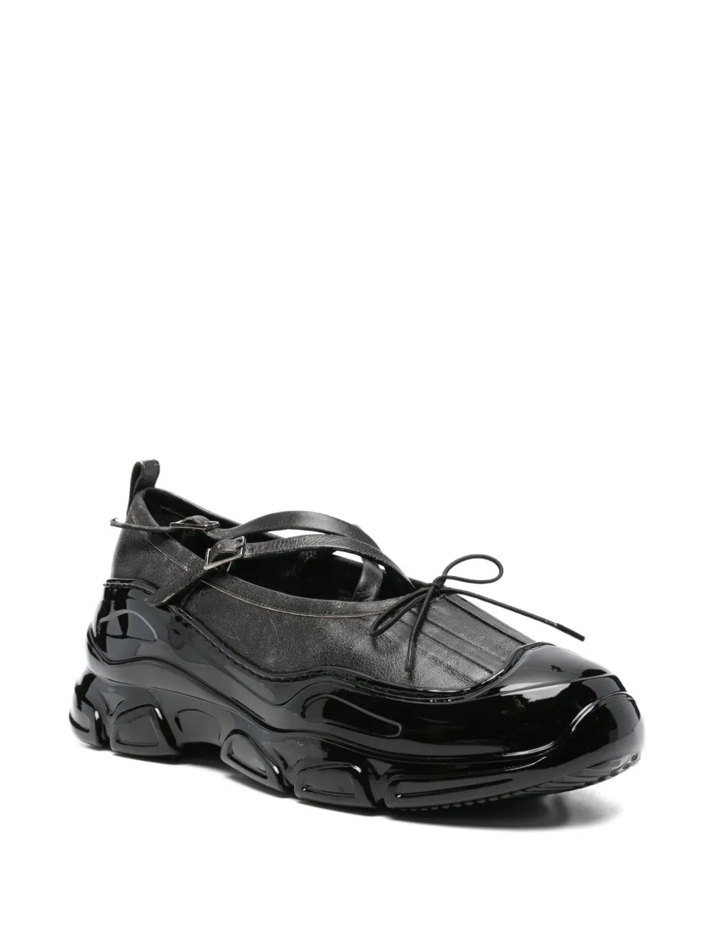 Simone Rocha Cross-Strap Patent-Toe Sneakers
