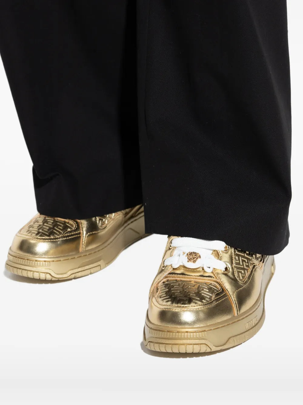 Versace Greca-Detail Leather Sneakers