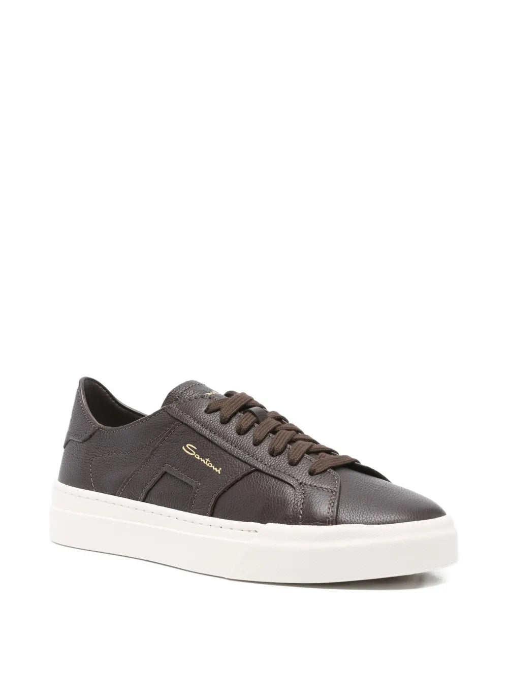 Santoni Leather Lace-Up Sneakers