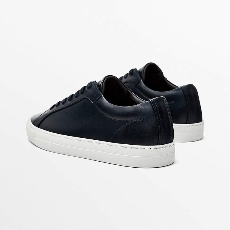 Simple Lace Sports Leather Flat Bottom Casual Sneakers Oryntix