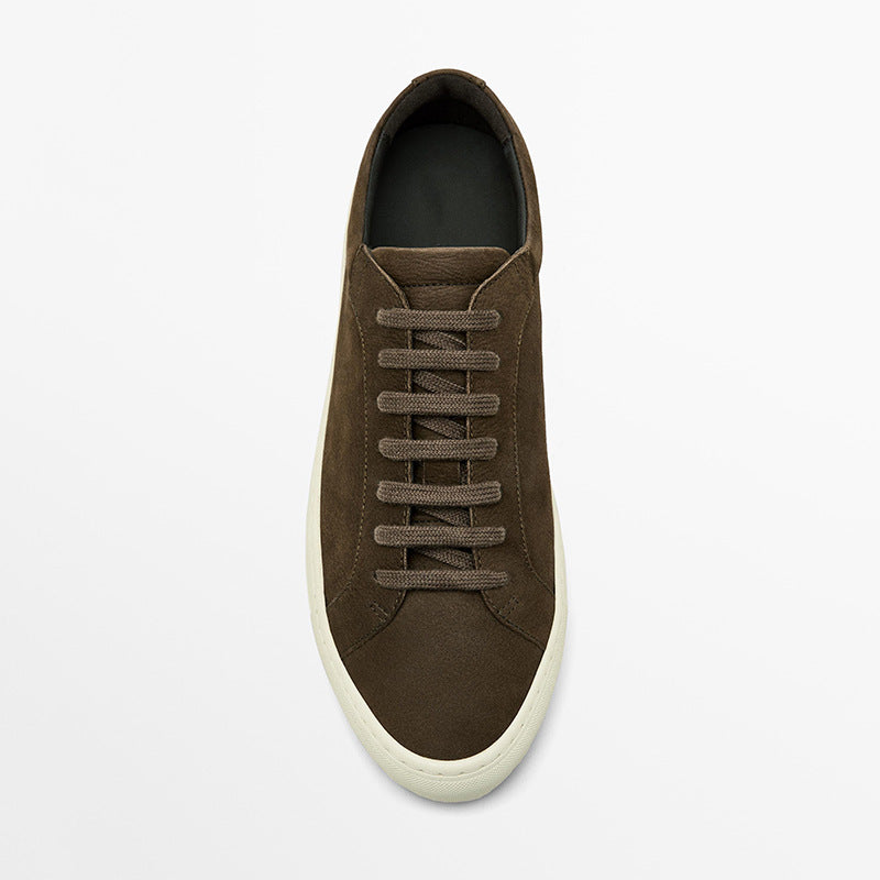 Simple Lace Sports Leather Flat Bottom Casual Sneakers Oryntix