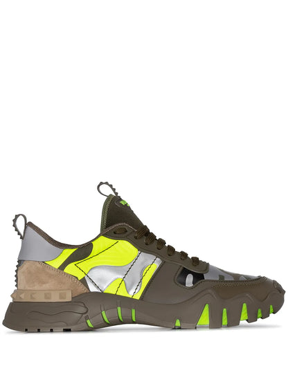 Valentino Garavani Rockrunner Camouflage-Print Leather Sneakers