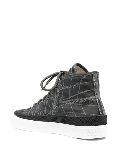 Stone Island Abstract-Print High-Top Sneakers