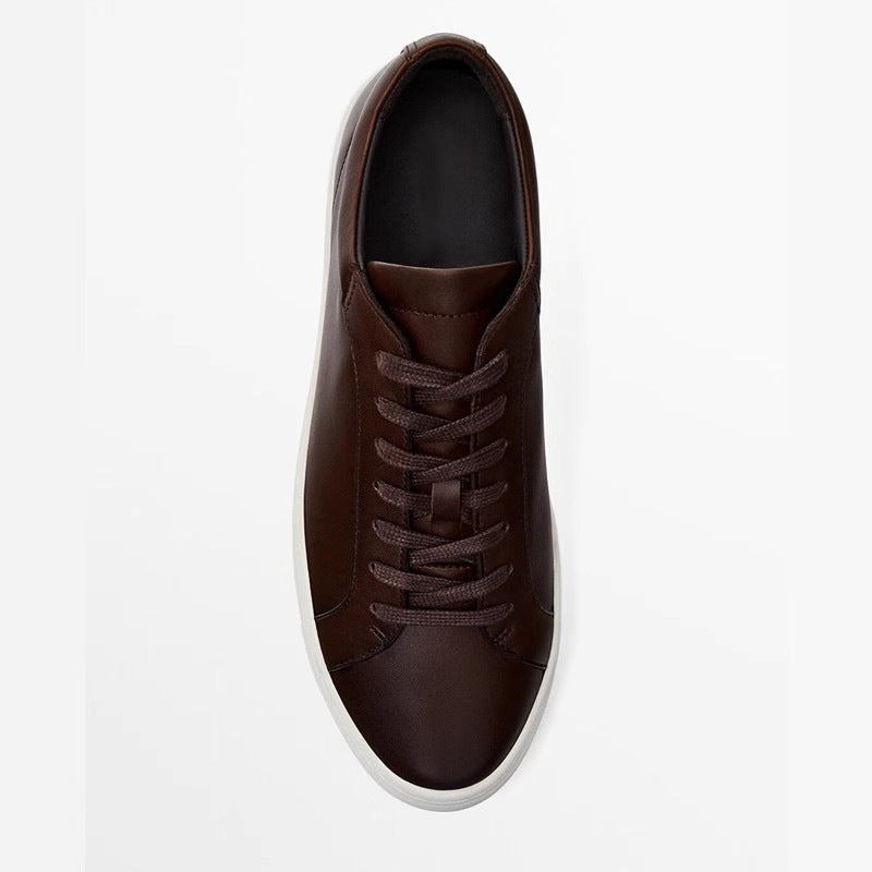 Simple Lace Sports Leather Flat Bottom Casual Sneakers Oryntix