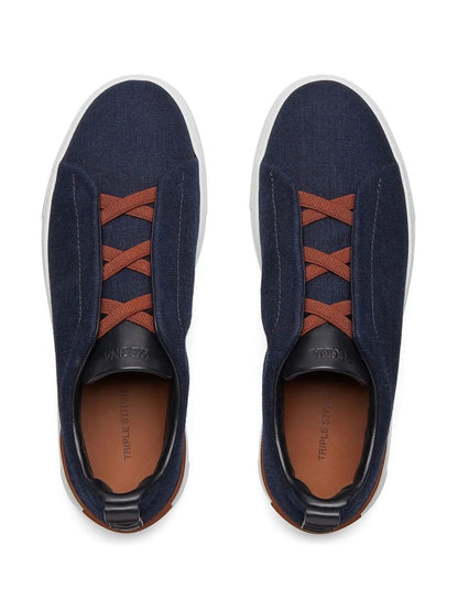 Zegna Triple Stitch Denim Sneakers
