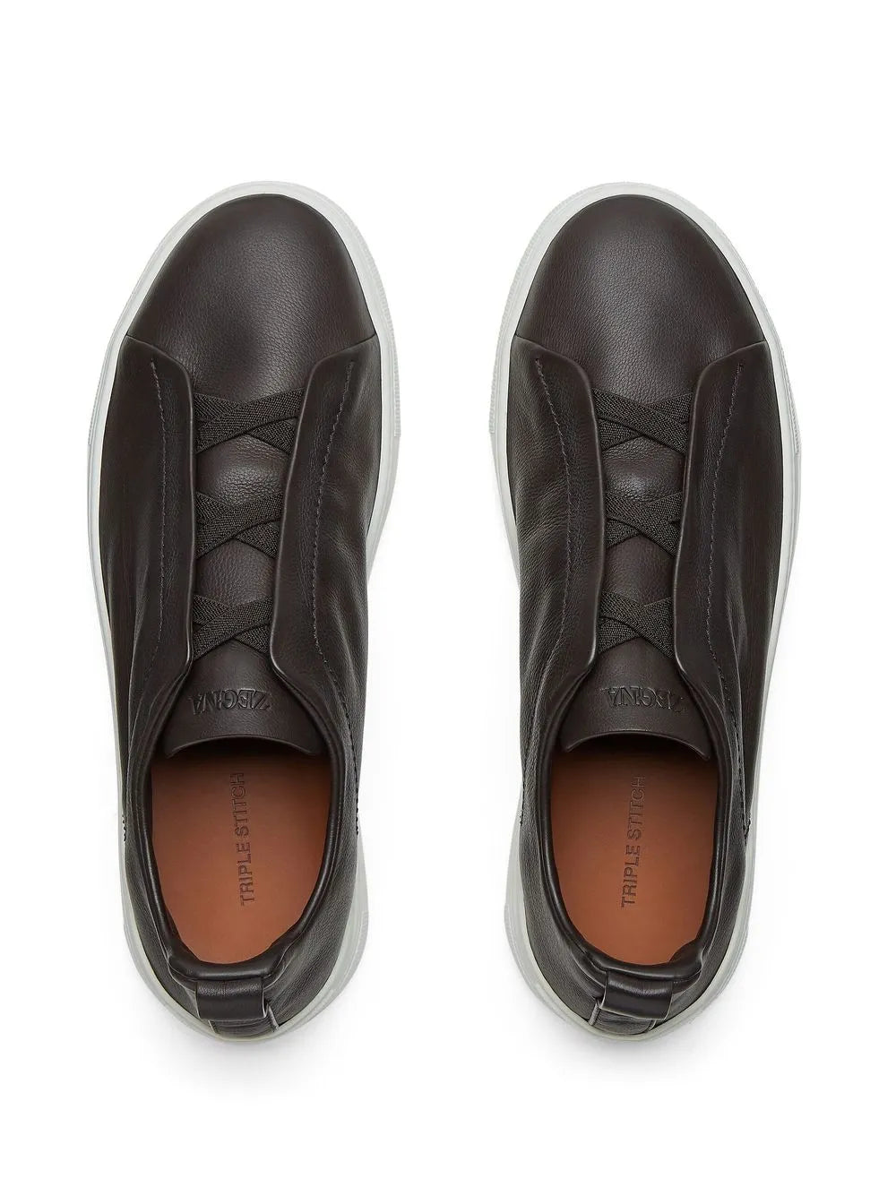 Zegna Secondskin Triple Stitch Leather Sneakers