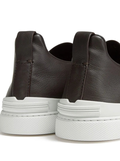 Zegna Secondskin Triple Stitch Leather Sneakers