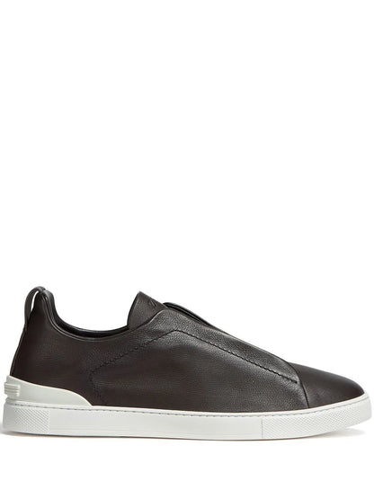 Zegna Secondskin Triple Stitch Leather Sneakers