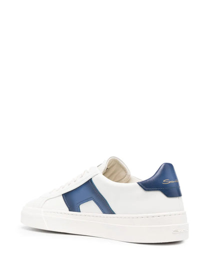 Santoni Double Buckle Low-Top Leather Sneakers