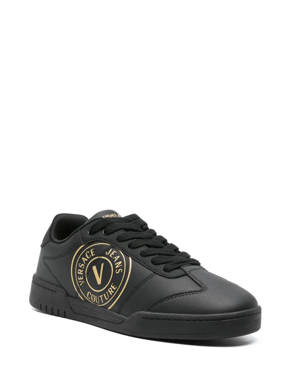 Versace Jeans Couture Logo-Print Leather Sneakers