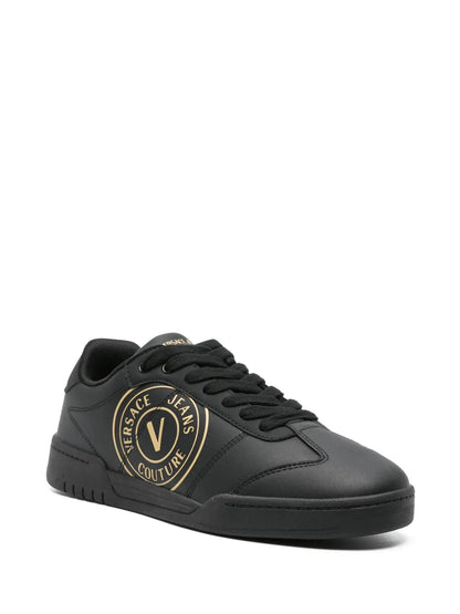 Versace Jeans Couture Logo-Print Leather Sneakers