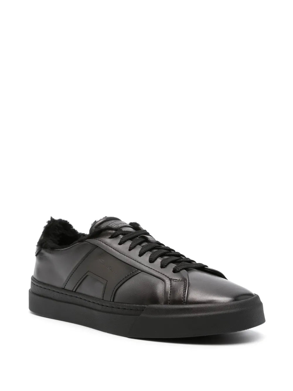 Santoni Logo-Debossed Leather Sneakers