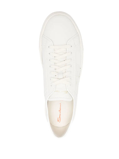 Santoni Logo-Print Leather Sneakers