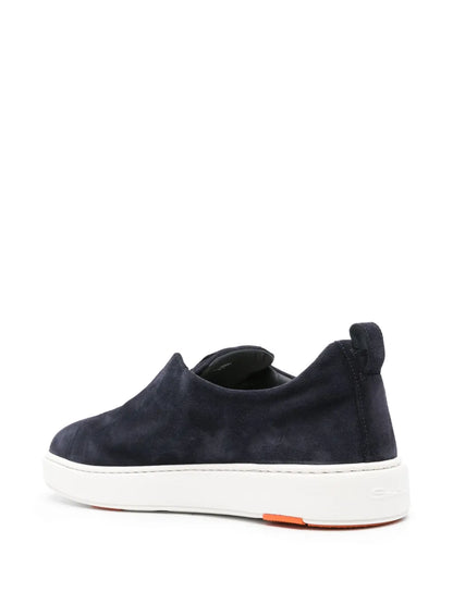 Santoni Logo-Lettering Suede Sneakers