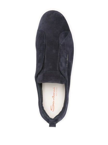 Santoni Logo-Lettering Suede Sneakers
