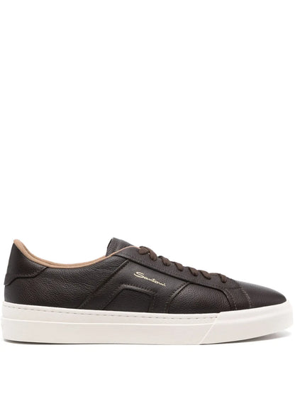Santoni Lace-Up Leather Sneakers