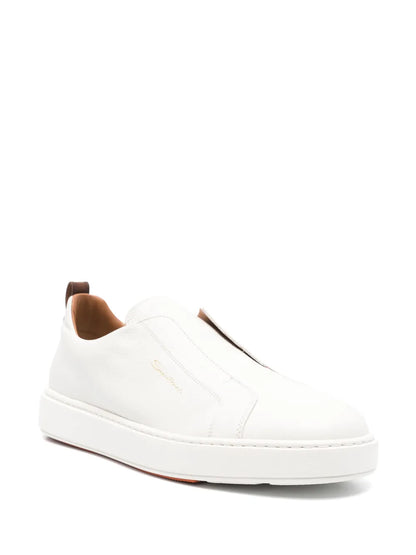 Santoni Logo-Print Leather Sneakers