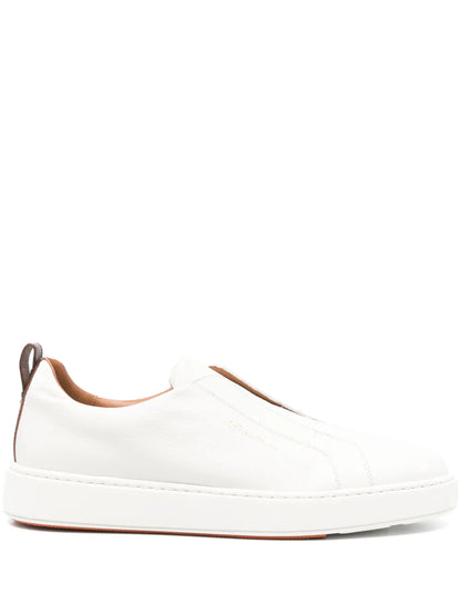 Santoni Logo-Print Leather Sneakers