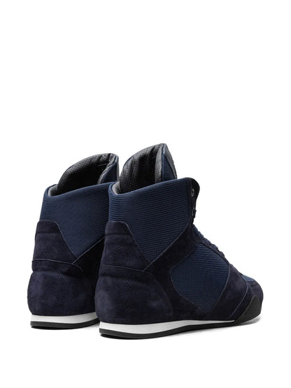 Versace High Top Greek Key Navy Sneakers