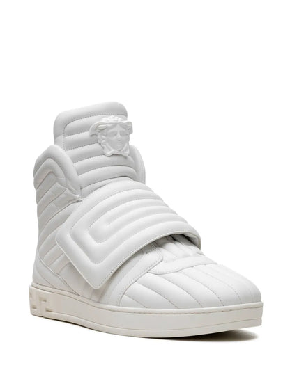 Versace Quilted High-Top White Sneakers