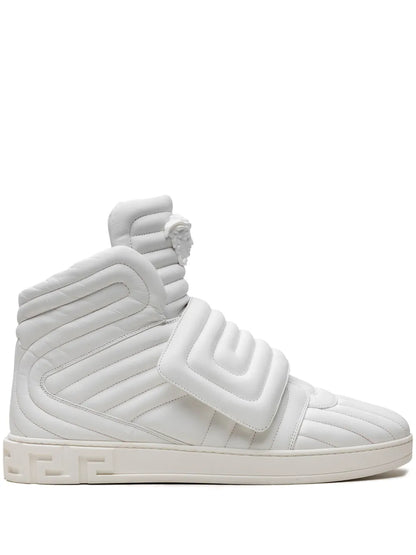 Versace Quilted High-Top White Sneakers