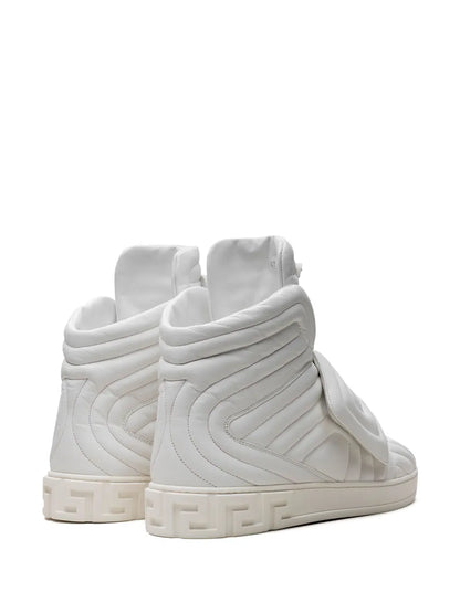 Versace Quilted High-Top White Sneakers