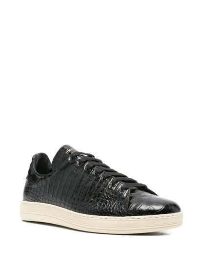 Tom Ford Crocodile-Embossed Leather Sneakers