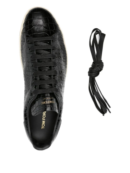 Tom Ford Crocodile-Embossed Leather Sneakers