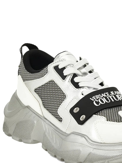 Versace Jeans Couture Metallic-Panel Mesh Trainers