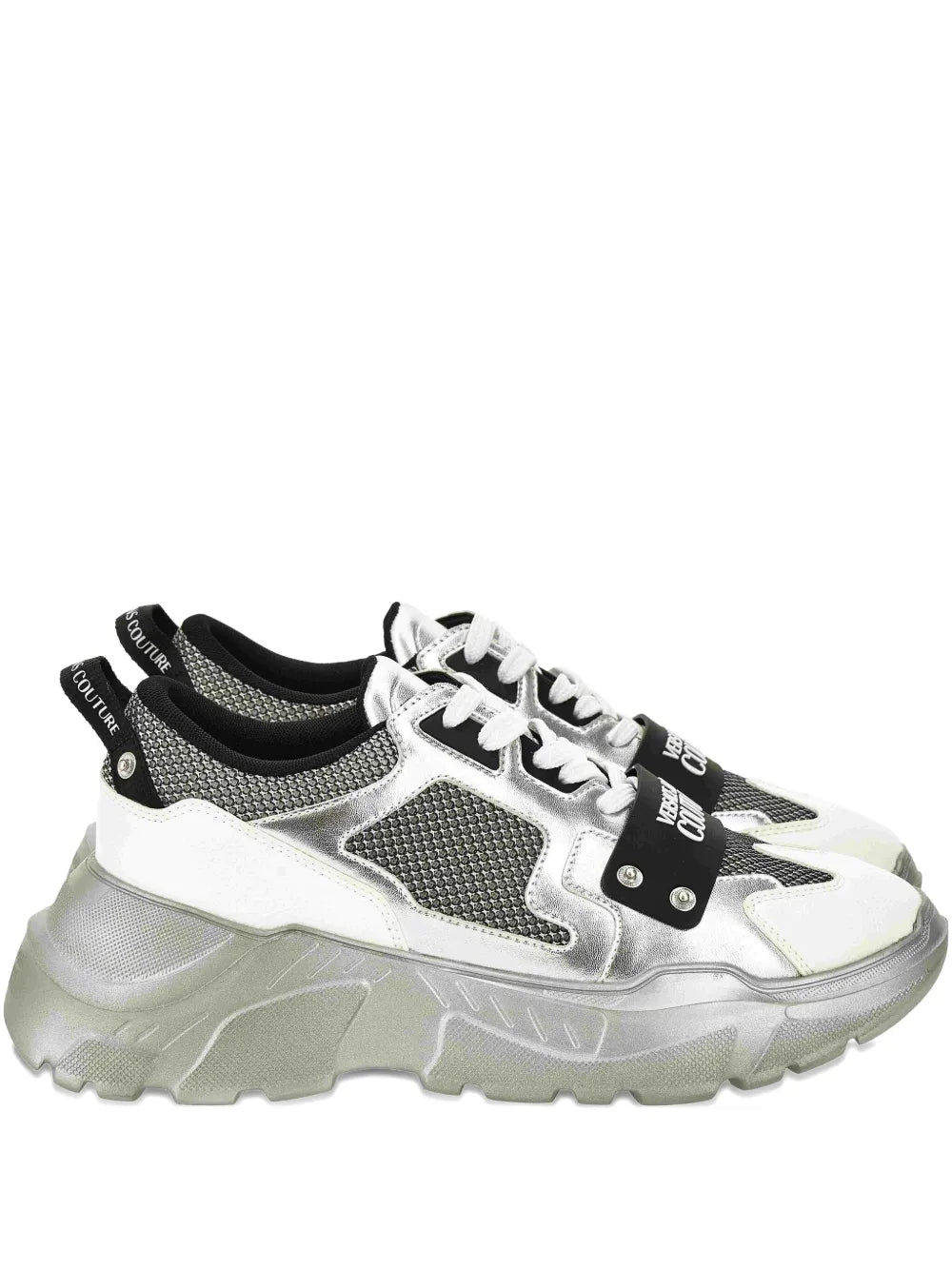 Versace Jeans Couture Metallic-Panel Mesh Trainers