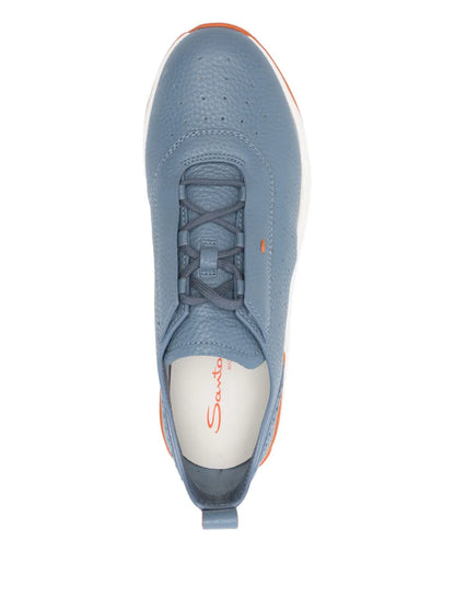 Santoni Perforated-Design Leather Sneakers