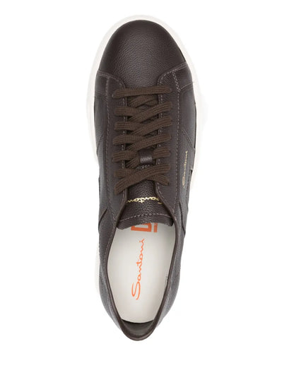 Santoni Leather Lace-Up Sneakers