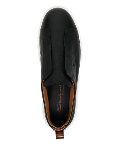 Santoni Tumbled Leather Sneakers