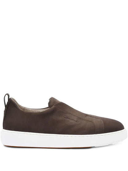 Santoni Slip-On Calfskin Leather Sneakers