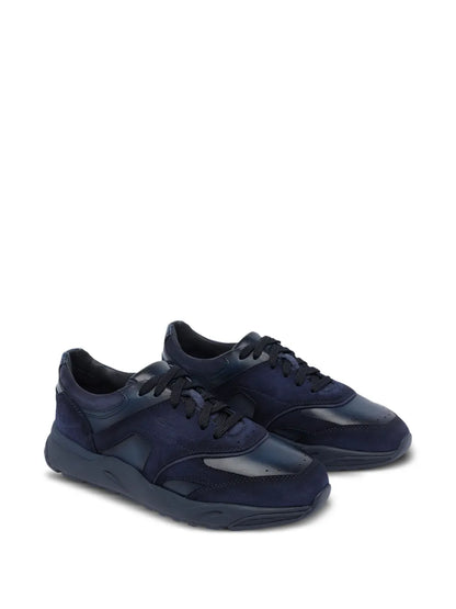Santoni Suede Paneled Sneakers