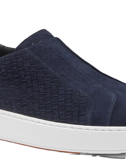 Santoni Woven Suede Slip-On Sneakers