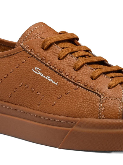 Santoni Tumbled Leather Sneakers