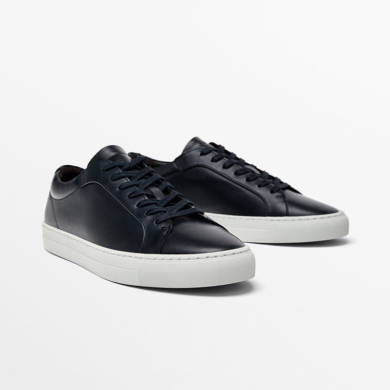 Simple Lace Sports Leather Flat Bottom Casual Sneakers Oryntix