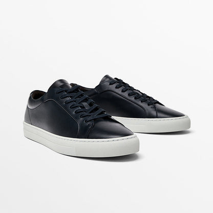 Simple Lace Sports Leather Flat Bottom Casual Sneakers Oryntix