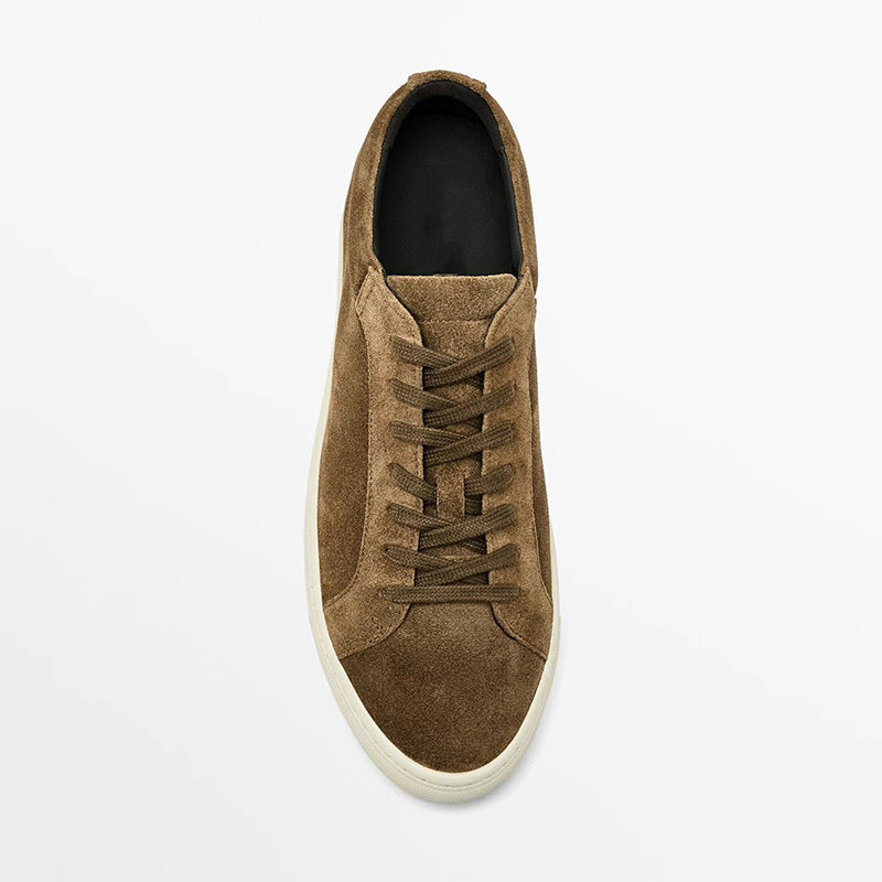Simple Lace Sports Leather Flat Bottom Casual Sneakers Oryntix