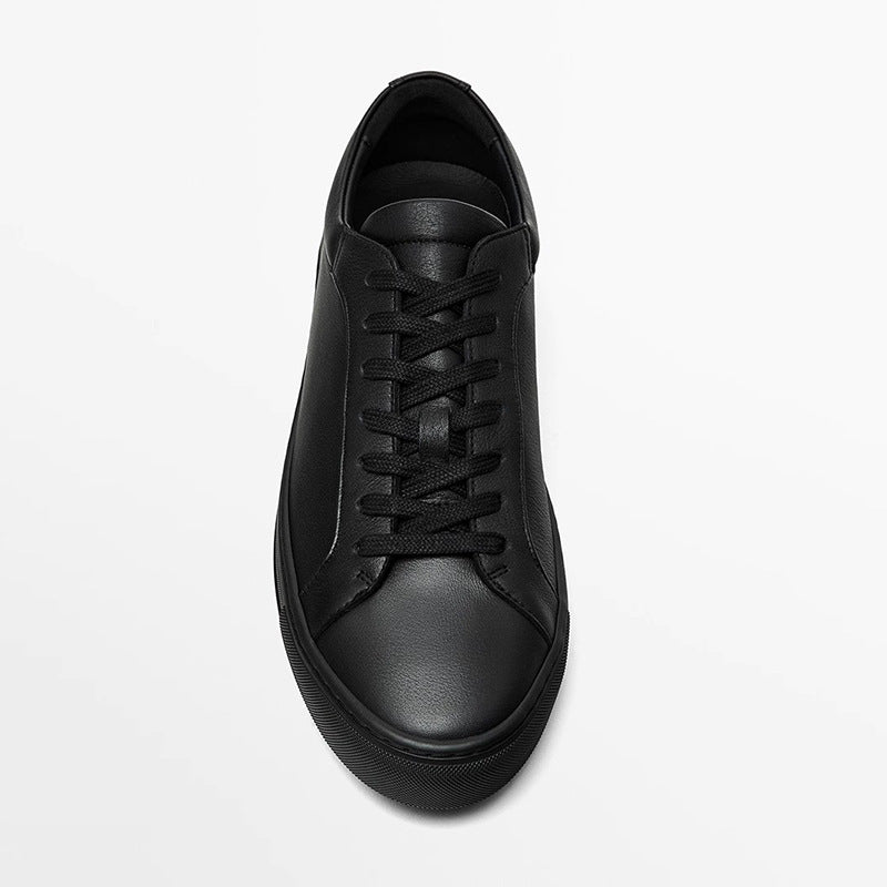 Simple Lace Sports Leather Flat Bottom Casual Sneakers Oryntix