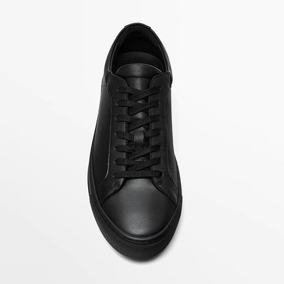 Simple Lace Sports Leather Flat Bottom Casual Sneakers Oryntix