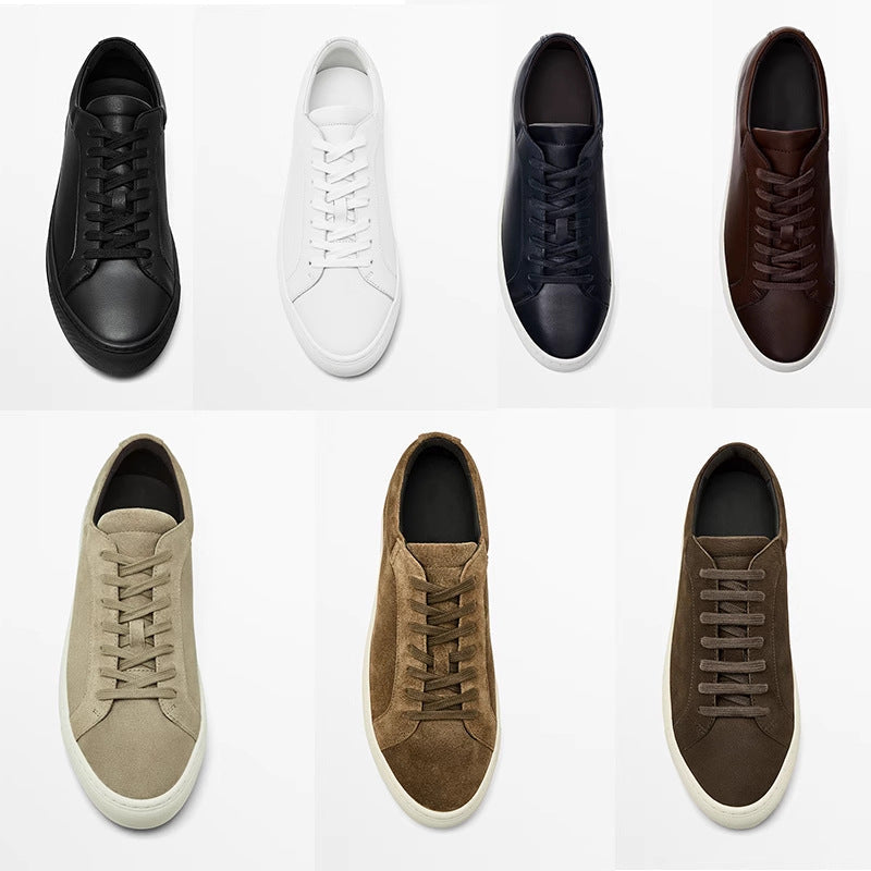 Simple Lace Sports Leather Flat Bottom Casual Sneakers Oryntix
