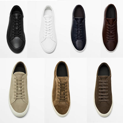 Simple Lace Sports Leather Flat Bottom Casual Sneakers Oryntix