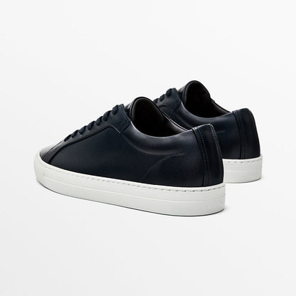 Simple Lace Sports Leather Flat Bottom Casual Sneakers Oryntix