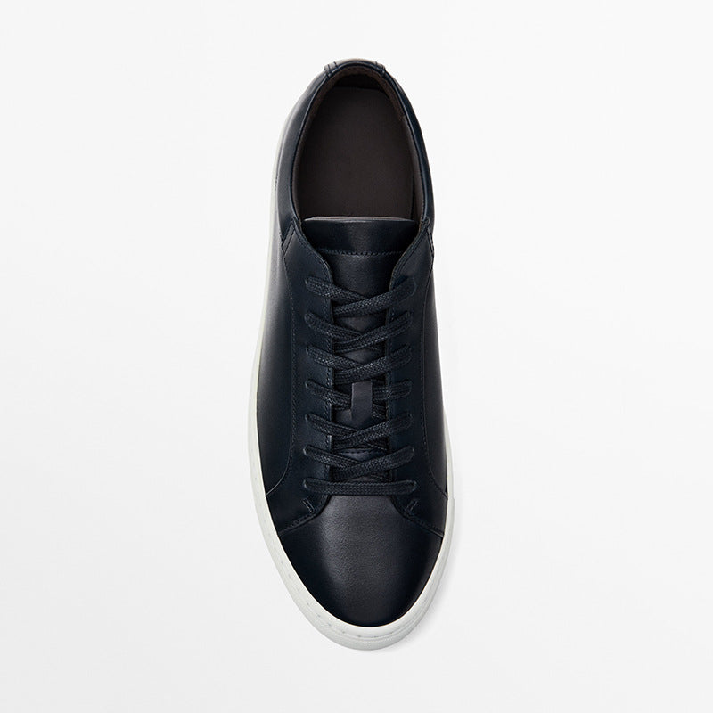 Simple Lace Sports Leather Flat Bottom Casual Sneakers Oryntix